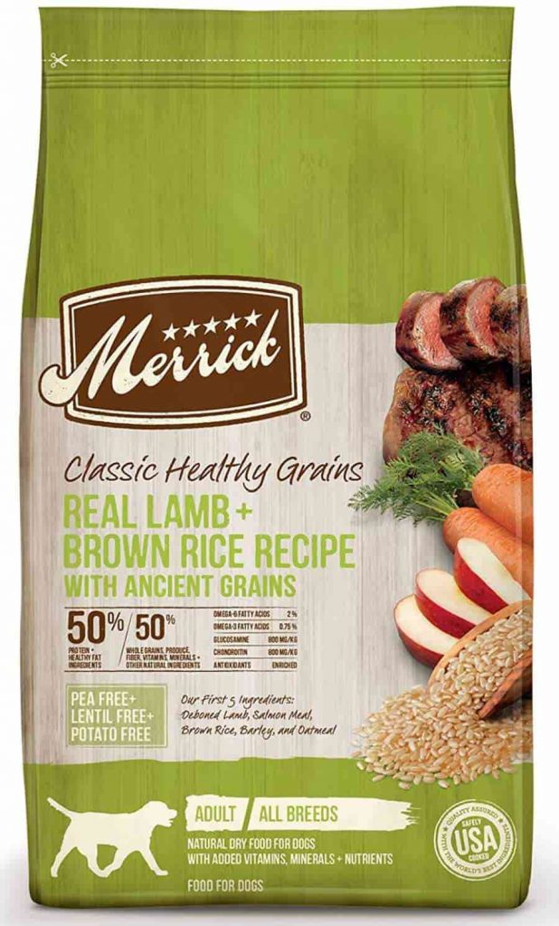 Merrick dry dog food with Grains