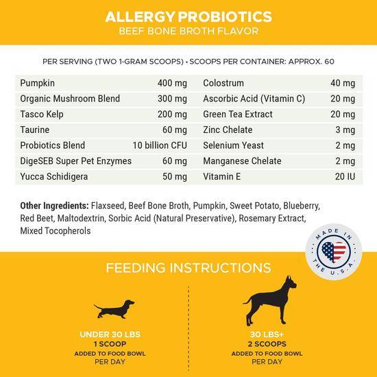 Pethonesty's Allergy Probiotics Meal Topper Powder Info