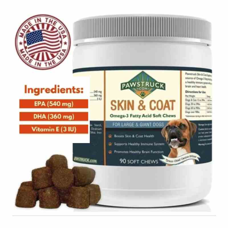 Pawstruck Natural Omega 3 Fish Oil for Dogs Skin & Coat Soft Chew Supplements