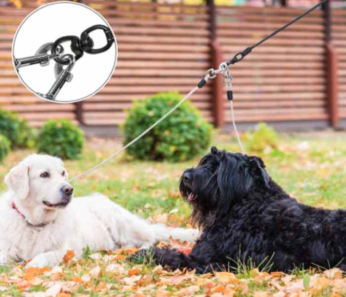 Chew Proof Retractable Dog Leash - Reflective Extendable Double Dog Leash for 2 Dogs