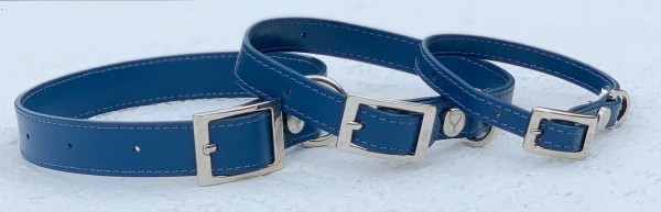 Cobalt Leather Dog Collar