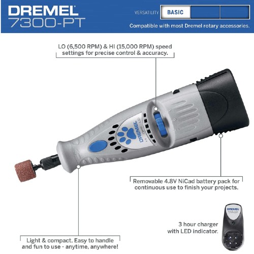 Dremel 7300-PT Cordless Dog Nail Grinder Kit