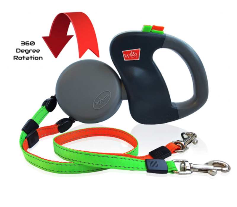 WIGZI Two Dog Reflective Retractable Pet Leash