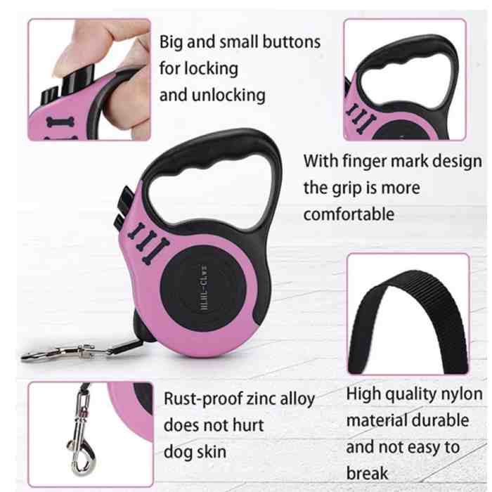 Retractable Dog Walking Leash With Non-Slip Handle