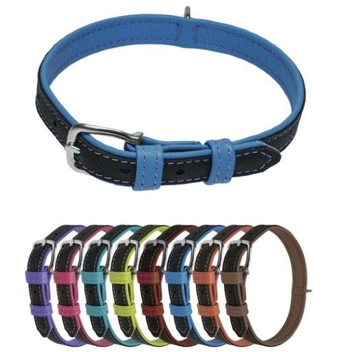 Soft Leather Dual-Color Flat Collar