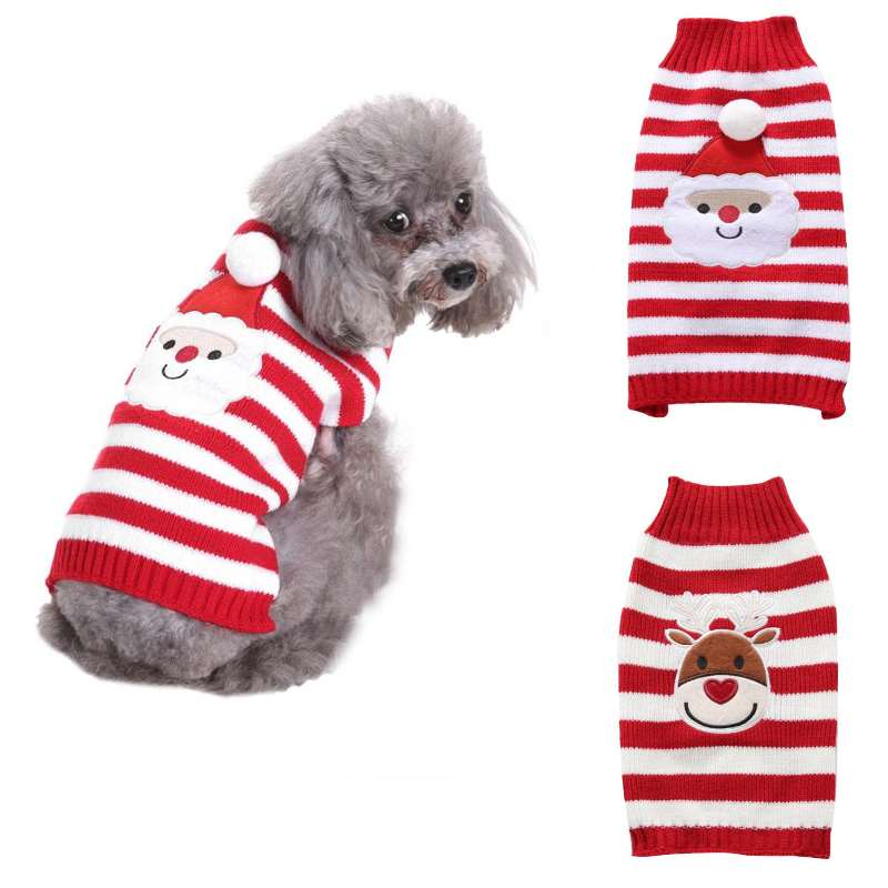 Red White Striped Dog Christmas Sweater