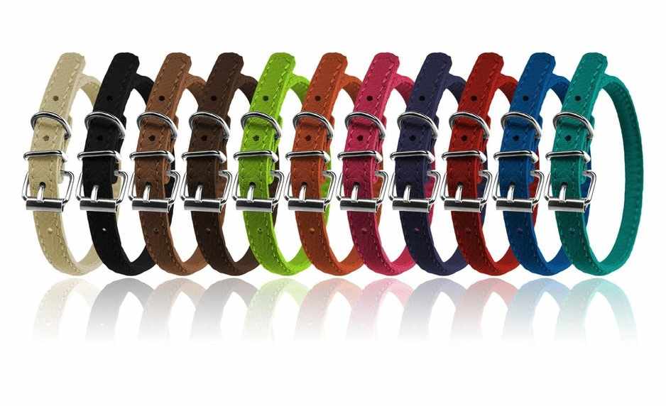 soft leather round dog collars