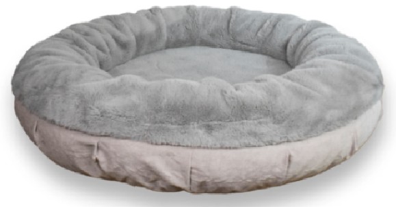 Bully Bed Faux Fur Round Calming Dog Bed Gray Color