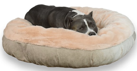 Bully Bed Faux Fur Round Calming Dog Bed Peach Color