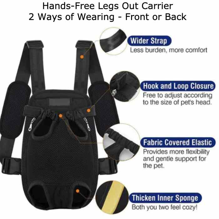 Handsfree Legs Out Front & Back Dog Backpack Carrier
